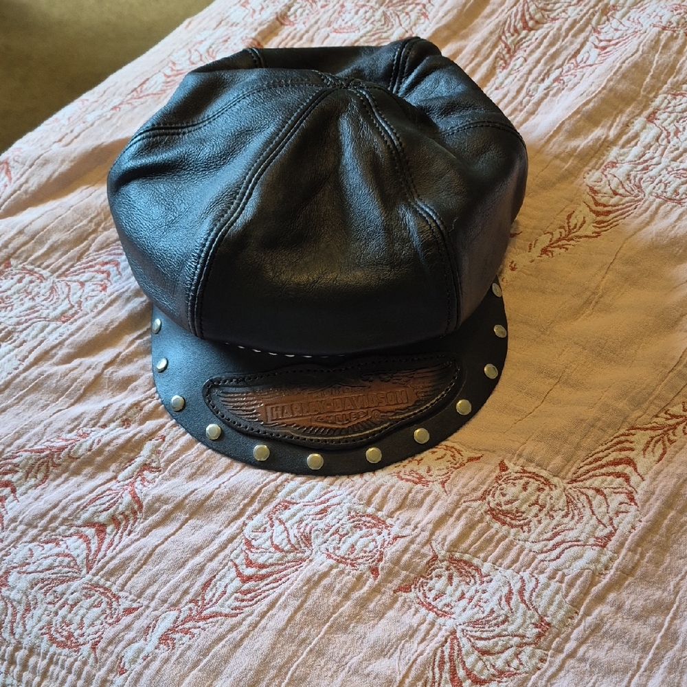 Harley-Davidson Black Leather Studded Cap